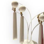 Trifari Vintage  White Red Dangle Clip-On Earrings 2 Pair Gold Tone Photo 1