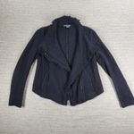 Vince  Textured Knit Moto Jacket S Zip Fringe Trim Collar Black Photo 1