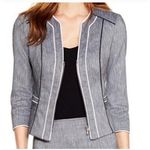 White House | Black Market Women Jacket 8 Gray Pockets Short Zip Linen Cotton BLND Photo 0