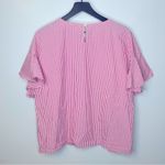 J. McLaughlin  Bella Ruffle Sleeve Striped Crew Neck Drop Shoulder Blouse Size XL Photo 2