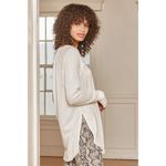 Free People Oversized Relaxed Waffle-Knit Thermal Sweater Top White size Medium Photo 2