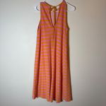 ZARA ‎ Women's Maxi Dress Striped Sleeveless Orange Pink Tie Back Size Small Photo 4