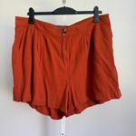 Modcloth  Womens Plus Size‎ 18W Orange Linen Blend High Waist Pleated Shorts Photo 0