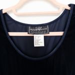 VTG 90s Molly Malloy Womens Velvet‎ Dress Size 16 Navy Short Sleeve Maxi Evening Blue Photo 4