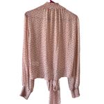 Rachel Zoe  Pink Heart Print Mock Neck Long Sleeve Tie Front Blouse Size Small Photo 1