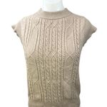 Cyrus Beige Tan Mock Neck Chunky Cable Knit Cap Sleeve Sweater Top Size XS Photo 0