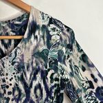 Chico's boho oriental floral ikat print rounded v-neck stretch jersey top US 4 Photo 4