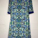 Eliza J Blue Paisley Sheath Dress Womens 4 Mini 3/4 Sleeve Preppy Office Work Photo 3