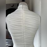 Mock Neck Ruched Mesh Bodycon Dress (white) White Photo 8