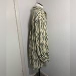 Glam  zebra striped oversized button down top green and cream M Photo 1