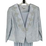 Lady Nah Nah Vintage Womens Embellished Jacquard Jacket & Dress 2 Piece Set Blue Size 24W Photo 1