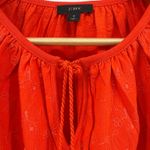 J.Crew Red Embroidered Cotton Tassle Tie Neck 3/4 Sleeve Blouse Top Size Small Photo 3