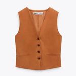 ZARA Orange Linen Blend Vest Photo 3