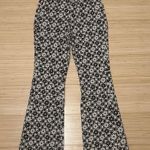 Motel High Rise Zoven Flare Jean in Daisy Patchwork White Brown Photo 1