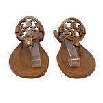 Tory Burch  Miller Sandals Brown Leather Logo Thong Slides Women’s Shoes 8.5 Photo 1
