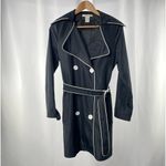 Vertigo Paris Vertigo Retro Style Belted Piping Detail Trench Coat in‎ Black White Size Medium Photo 1