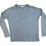 James Perse  Womens Top Size 3 Large V Neck Blue Long Sleeve Classic Knit Photo 0