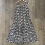Anthropologie Vintage Ditsy Floral Print Crew Neck Maxi Dress Black Tan Medium Photo 2