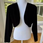 Vintage 80s 90s Steppin Out Black Velvet Cropped Bolero Jacket Size M Photo 8