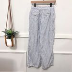 Madewell  Blue Stripe Linen Pants The Harlow Wide Leg Pant Bluestone Size 2 NJ996 Photo 2