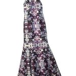 XScape Purple Floral Halter Mermaid Formal Prom Gown 8 Photo 0