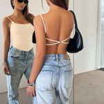 SheIn  Cream Strappy Thong Bodysuit Photo 2