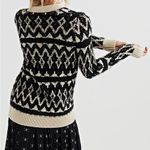 Lucky Brand  Diamond Fair Isle Long Boho Cardigan Black & Cream Womens Size Small Photo 9