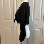 Princess Polly Isabella Silky Tie Front Crop Top Black Ruched Side/Sleeve US 4 Photo 2