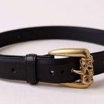 Brighton Black Leather Belt Gold Tone Ornate Buckle Size M Medium Womens Photo 0