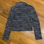 EXPRESS  Moto Jacket Womens XS Black‎ White Textured Knit Full Zip Asymmetrical Photo 2