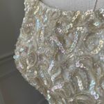 Vintage 50s Emma Domb San Francisco Midi Tea Length Formal Dress Gown Ivory Sequ White Photo 6