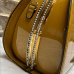 La Terre Fashion Vegan Leather Equestrian Brown Circular Bag Purse Diamond NWT Photo 2