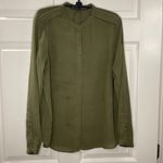 ZARA  Basic Chiffon Blouse‎ Women's Size Large Green Military Style Long Sleeves Photo 1