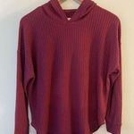 Chaser  Women's Small Burgundy Berry Hooded Long Sleeve Thermal Knit Top Photo 0