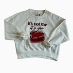 Humorous sarcastic Valentine’s Day crewneck sweatshirt red heart break up NWT SM White Photo 2