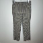 Theory Cropped Checked Woven Straight Leg Slit Pants 2 Brown Black Yellow Plaid Photo 2