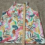 Cynthia Rowley Linen Tropical Leaf Print Halter Neck Tank Top Women's Medium Photo 2