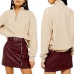 Topshop Teddy Fleece Pullover Quarter Zip Sweatshirt Photo 1