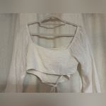 12th Tribe  White Balloon Sleeve Crop Top Blouse with Tie size medium NWOT Photo 4
