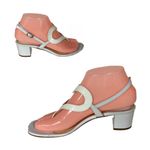 MARTIN CLAY WHITE PATENT LEATHER HEART THEME BLOCK HEEL SANDALS (36) Size 5 Photo 7