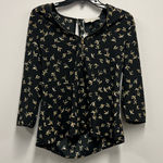 Cooper and Ella  Women’s Black with Gold Bird Print Zip Front Blouse Size: Small Photo 0