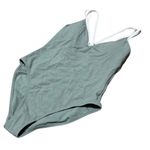 Reebok SWIM Twin-Strap Piping-Trim One-Piece Swim Bathing Suit Green NWT Small Photo 3