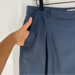 ASOS Navy Blue Lyocell High Rise Pleated Front Side Zip Wide Leg Crop Pants 12 Photo 3