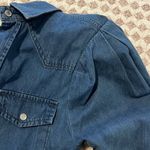 Torn By Ronny Kobo Denim Long Puff Sleeve Pearl Button Snap Front Size Medium Photo 9