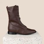 A SOLIANI MILANO Gothic Core Combat Brown Pebbled Leather Lace Up Boots SZ 36.5 Photo 0