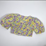 River Island floral Puffed Sleeve tie front crop top Yellow and Purple size 14 Photo 5