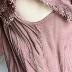 Hippie Laundry Mauve Peasant Boho Top M Women Crop Smocked Fringe Off Shouly Photo 12