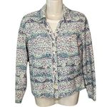 Vintage Mallani Virgin Wool Blend Floral Shacket Blazer Size 6 European 42 White Photo 0