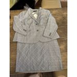 Talbots ‎ Women's Gray Plaid Blazer & Skirt Suit Set Size 14WP Blue Gray Plaid Photo 1