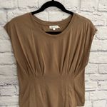 Good American tan cocoa brown top cap sleeve tee sz L Photo 1